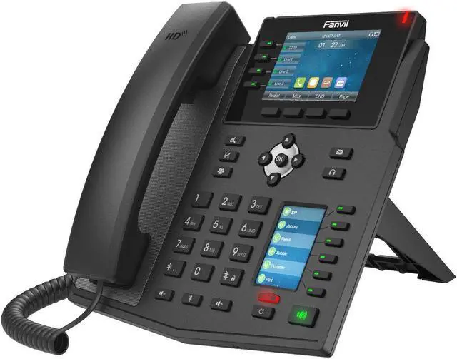 Alt view image 4 of 4 - fanvil x5u high-end voip phone, 3.5-inch color display, 2.4-inch side color display for dss keys. 16 sip lines, dual-port gigabit ethernet, power adapter not included