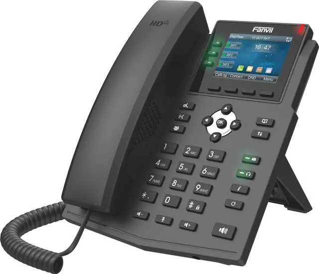 Alt view image 2 of 8 - fanvil x3u enterprise voip phone, 2.8-inch color display, 6 sip lines, dual-port gigabit ethernet, power adapter not included