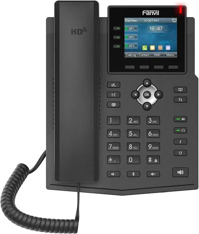 Alt view image 3 of 8 - fanvil x3u enterprise voip phone, 2.8-inch color display, 6 sip lines, dual-port gigabit ethernet, power adapter not included