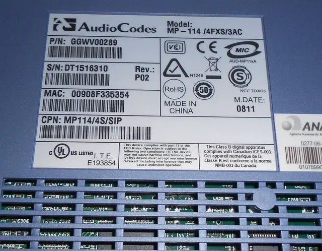 Alt view image 9 of 9 - Audiocodes MP114 4FXS Ports - SIP Telephony MP114/4S/SIP