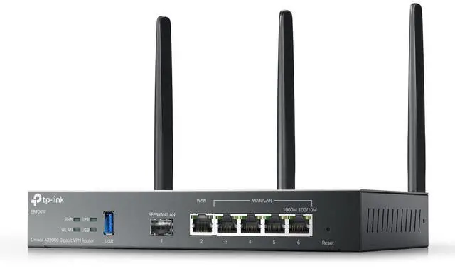 Main image of TP-Link ER706W | Omada 6 Port Wireless VPN Router | AX3000 Dual Band Wi-Fi 6 | Up to 5 Gigabit WAN Ports | Support Mobile Broadband | Detachable Antenna | Omada SDN Integrated | Lightning Protection