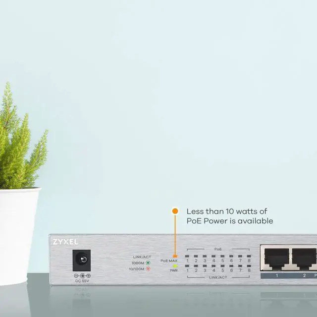 Alt view image 14 of 18 - ZYXEL 8-Port GbE Unmanaged PoE Switch - 8 Ports - Manageable - 2 Layer Supported - Twisted Pair - -