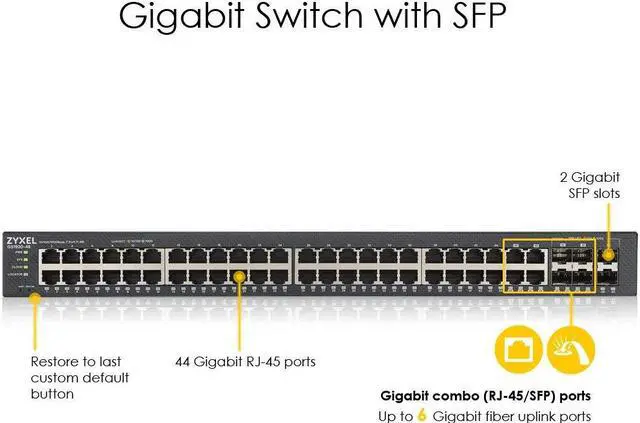 Alt view image 11 of 20 - ZYXEL COMMUNICATIONS GS1920-48v2 44Port Gigabit HCloud Switch