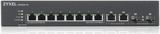 Alt view image 3 of 7 - ZyXEL 8-Port Gigabit L2+ Managed and Nebula Pro Cloud Managed Switch with 2 SFP Uplinks, GS2220-10