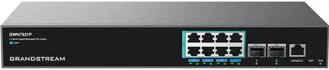 Main image of Grandstream Enterprise Layer 3 Managed Multi-Gigabit PoE Network Switch, 8 x 2.5 GigE PoE++, 2 x 10G SFP+ GWN7821P