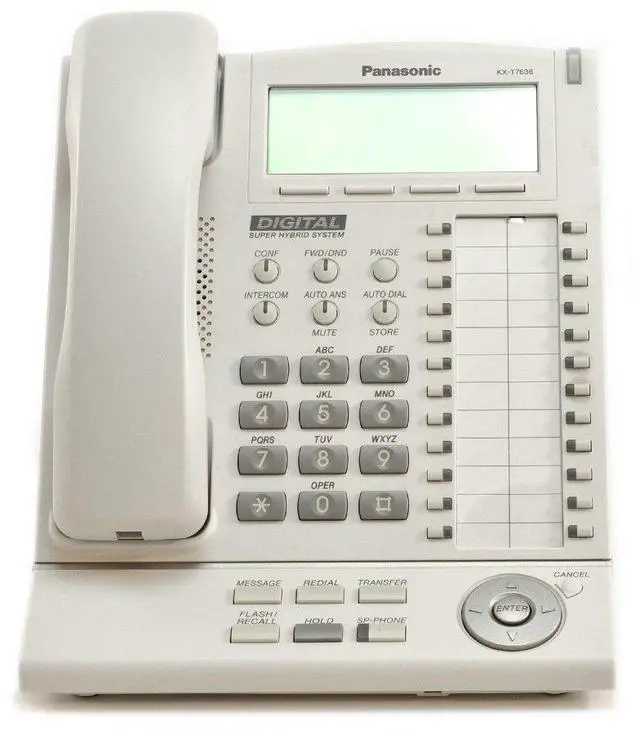 Alt view image 2 of 2 - Panasonic KX-T7636-B 24-Button 6-Line Backlit LCD Display Speakerphone - White (Refurbished)