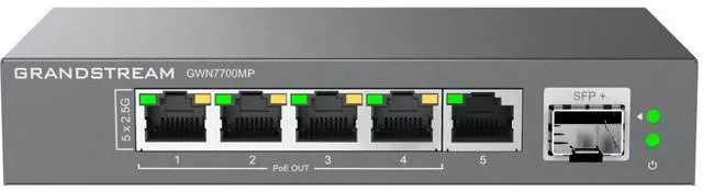 Main image of Grandstream Unmanaged 2.5 MultiGigabit Switch with 5 x 2.5 GigE (4 x PoE), 1 x SFP+ GWN7700MP