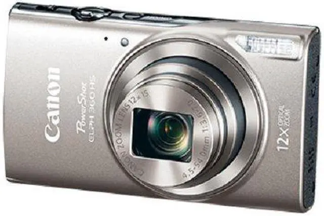Alt view image 2 of 4 - Canon PowerShot ELPH 360 Digital Camera w/ 12x Optical Zoom and Image Stabilization - Wi-Fi & NFC Enabled (Silver)