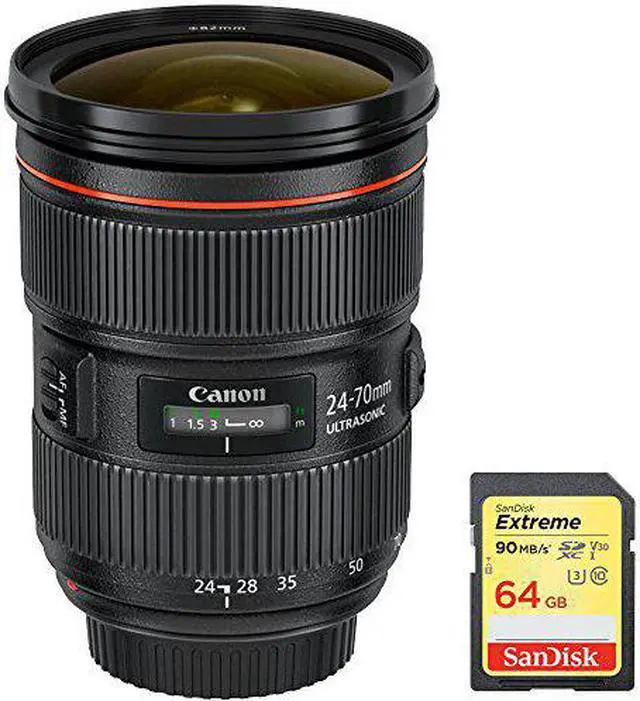 Alt view image 4 of 4 - Canon (5175B002) EF 24-70mm f/2.8L II USM Lens with 64GB Extreme SD Memory UHS-I Card w/ 90/60MB/s Read/Write