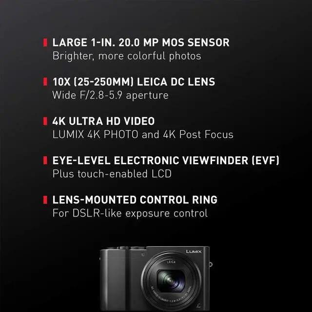 Alt view image 12 of 20 - Panasonic LUMIX ZS100 20.1MP 4K Digital Camera (Black) Holiday Bundle