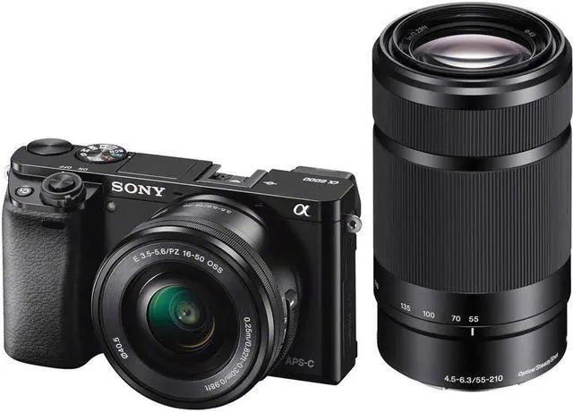 Alt view image 2 of 4 - Sony Alpha a6000 Mirrorless Camera with 16-50mm and 55-210mm Lenses ILCE6000Y/B With Sony FE 85mm Lens, Soft Bag, Additional Battery, 64GB Memory Card, Card Reader , Plus Essential Accessories