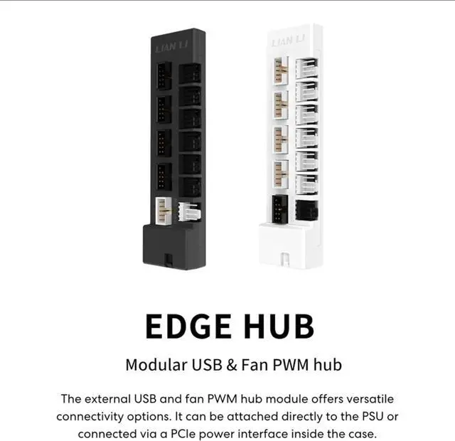 Alt view image 6 of 10 - Lian Li Universal USB & PWM Fan Hub, Fan Controller with 4 USB Headers - 6 Fan Ports - Magnetic Mounting - 5V/4PIN - PSU/Motherboard Universal Case Compatibility - Black  --EG-HUB01B