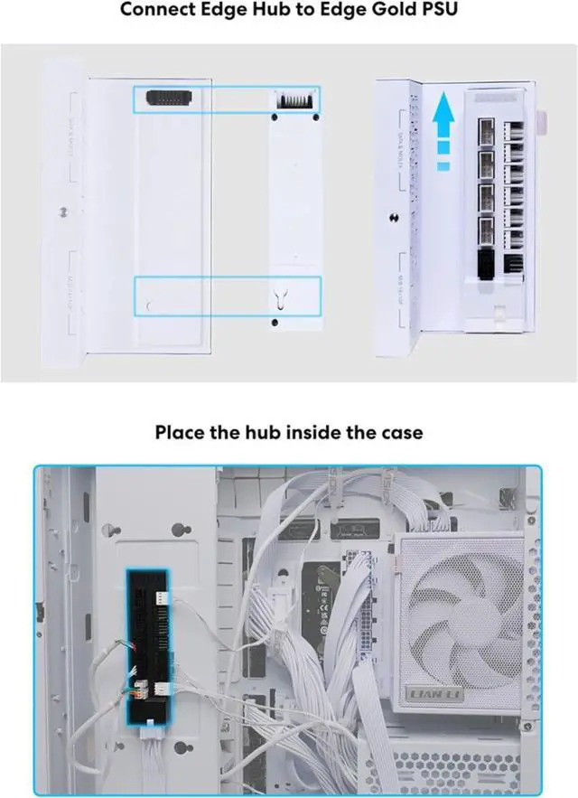 Alt view image 8 of 10 - Lian Li Universal USB & PWM Fan Hub, Fan Controller with 4 USB Headers - 6 Fan Ports - Magnetic Mounting - 5V/4PIN - PSU/Motherboard Universal Case Compatibility - Black  --EG-HUB01B