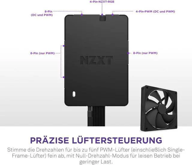 Alt view image 3 of 3 - NZXT Control Hub - Digital RGB Lighting and PWM Fan Speed Controller - Control Up to 5 x PWM Fans or 4 x NZXT Single-Frame Fans - Powered by NZXT CAM Software AC-CRFR1-B1