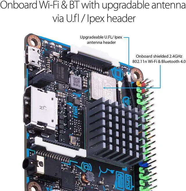 Alt view image 2 of 20 - ASUS Tinker Board S Quad-Core 1.8GHz SoC 2GB RAM 16GB eMMC Storage GB LAN Wi-Fi & GPIO Connectivity Motherboard