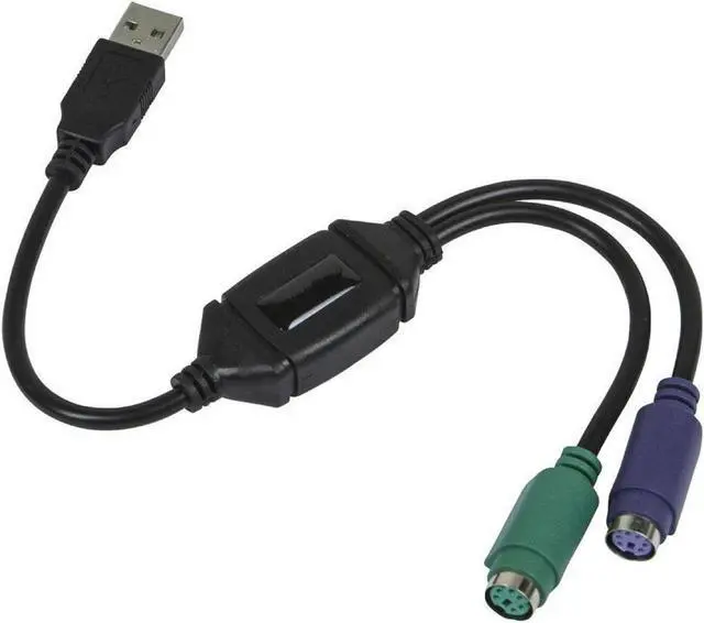 Main image of SANOXY PS/2 Dual PS2 to USB 2.0 Converter Active Adapter Cable for Computer Mouse, Keyboard-Black