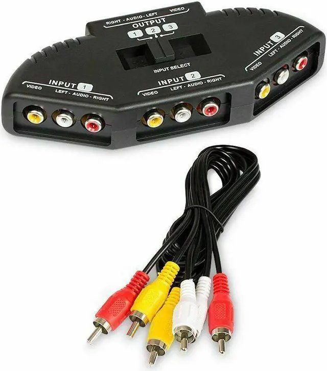 Main image of Black 3 Port AV Composite RCA Selector Box Switch Splitter