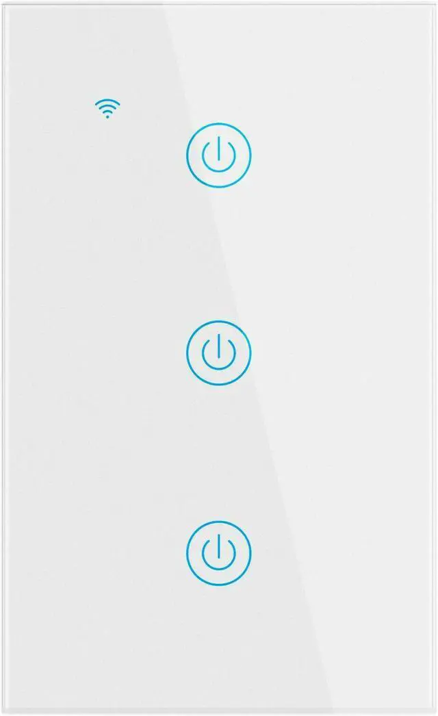 Main image of 3 Gang WiFi Smart Wall Touch Light Switch Glass Panel For Alexa/Google APP