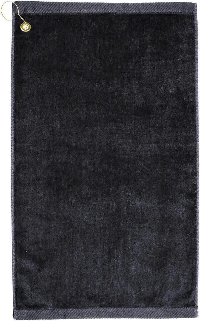 Main image of Premium 16 inch x 26 inch Velour Golf Towel with Corner Hook &Grommet Placement-Black