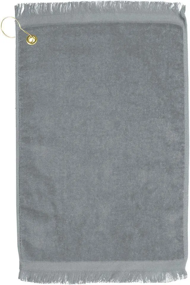 Main image of Premium Fringed Velour Golf Towel with Corner Hook &Grommet Placement-Silver