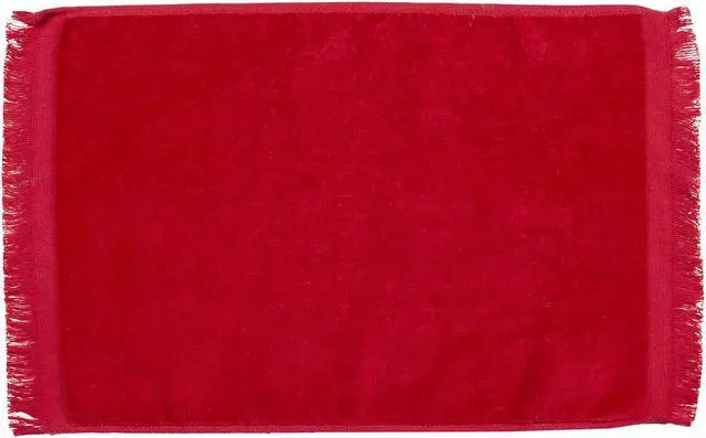 Main image of Premium Fringed Velour Spirit & Sport Towel 11 inch x18 inch Red