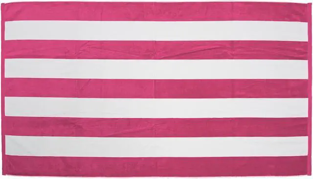 Main image of TowelSoft Premium Cabana Stripe Velour Beach Towel 35 inch x 60 inch-Hot Pink
