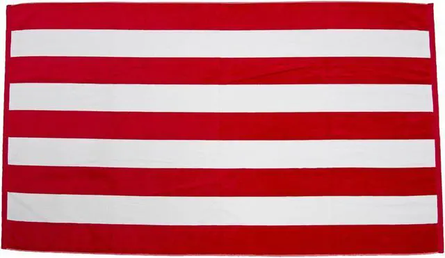Main image of TowelSoft Premium Cabana Stripe Velour Beach Towel 35 inch x 60 inch-Red