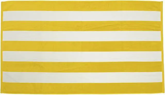 Main image of TowelSoft Premium Cabana Stripe Velour Beach Towel 35 inch x 60 inch-Yellow