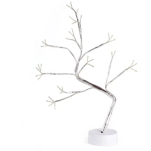 Main image of Elegani 60 LED Warm White Tree String Lights  20ft Silver Wire, 4" Spacing, Indoor/Outdoor Use, Ideal for Bedroom, Party, Wedding, and Holiday Decor