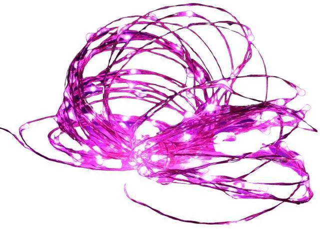 Main image of Elegani 100 LED Silver Copper Fairy String Lights  33ft Plug-In with 4" Spacing, Flexible Wire, Indoor/Outdoor Decorative Lighting for Bedroom, Party, Wedding, and Holiday Décor-Pink