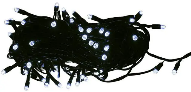 Main image of Elegani 100 LED White String Lights with Green Wire and Connector  32ft Plug-In, Waterproof, Indoor/Outdoor Decorative Lighting for Holiday, Party, and Home Décor