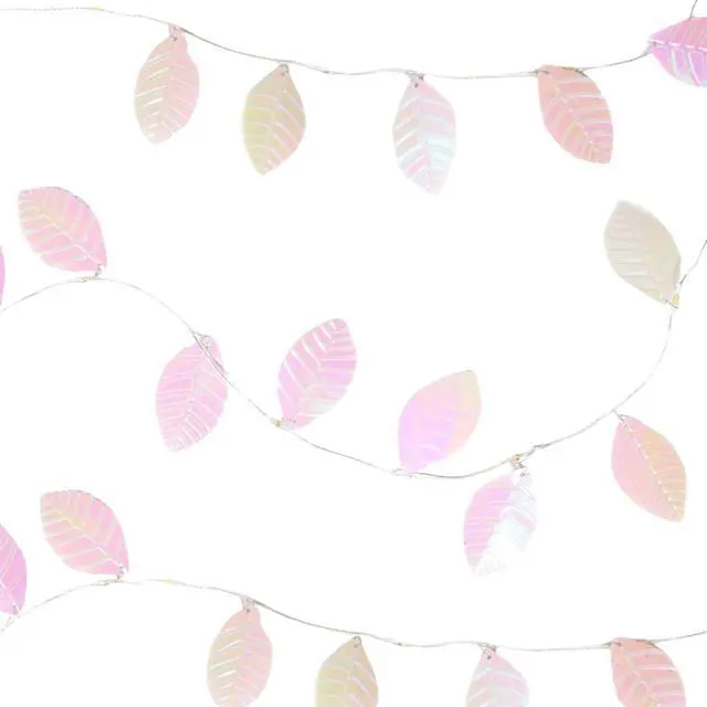 Main image of Elegani 20 LED Iridescent Leaf Fairy Lights  7.8ft Silver Copper Wire String Light for Bedroom, Nursery, Wedding, Holiday Décor  Warm White (Batteries Not Included)