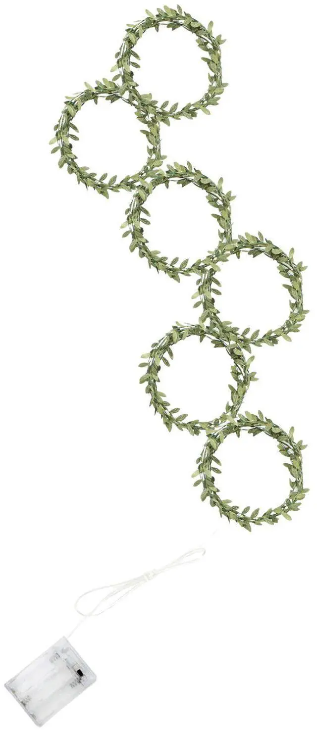 Main image of Elegani 96 LED Green Leaf Vine Fairy Curtain Lights  5.2ft x 2ft Hanging Faux Garland Lighted Backdrop with 6 Strands, Warm White Glow, Indoor Outdoor Decorative Wall or Patio Light