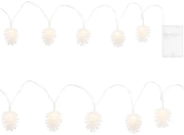 Main image of Elegani 10 LED Pine Cone String Lights  Warm White, Soft Plastic, Indoor Outdoor Decorative Lighting
