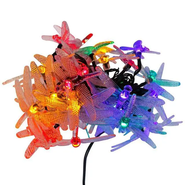 Main image of Elegani Solar Dragonfly String Lights  30 LED Outdoor Garden Décor with 8 Light Modes-Multi Color