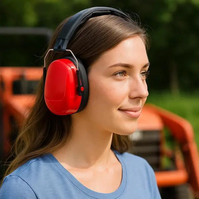 Alt view image 2 of 6 - Sanoxy Red Low-Profile Hearing Protection Earmuffs with NRR 23, Adjustable Fit for Comfortable All-Day Use-Red