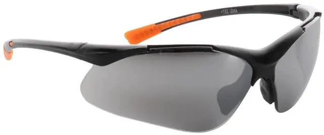 Alt view image 4 of 7 - Sanoxy Safety Glasses with Wraparound Design, UV Protection, Rubber Nosepiece and Black Temples  Impact-Resistant PC Lens Gray