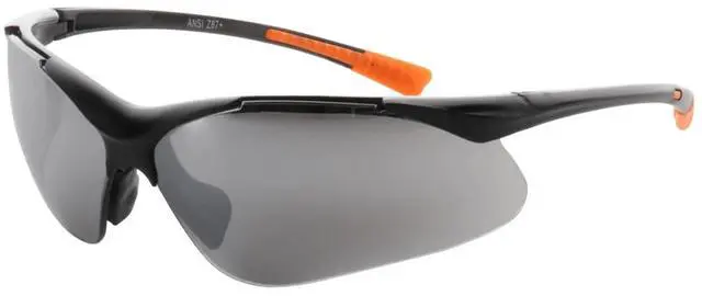 Alt view image 3 of 7 - Sanoxy Safety Glasses with Wraparound Design, UV Protection, Rubber Nosepiece and Black Temples  Impact-Resistant PC Lens Gray