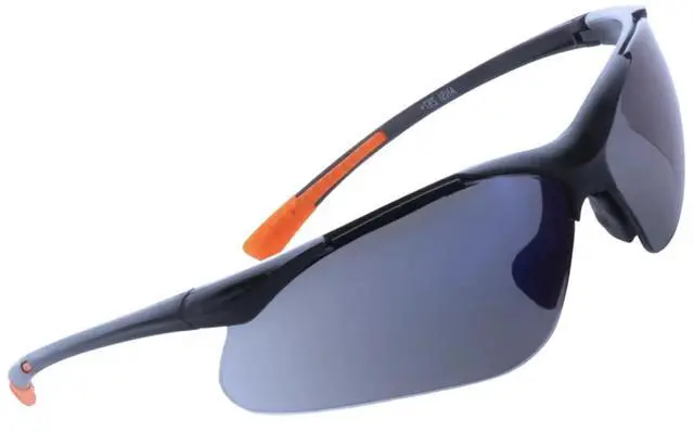 Main image of Sanoxy Safety Glasses with Wraparound Design, UV Protection, Rubber Nosepiece and Black Temples  Impact-Resistant PC Lens Blue