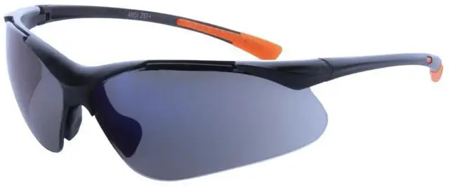 Alt view image 5 of 5 - Sanoxy Safety Glasses with Wraparound Design, UV Protection, Rubber Nosepiece and Black Temples  Impact-Resistant PC Lens Blue
