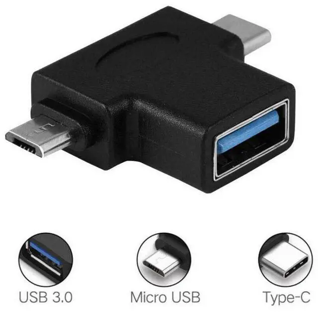 Alt view image 4 of 5 - Sanoxy All-in-1 USB3.0 Female to Micro USB OTG Male and USB type C Male Connector Adaptor
