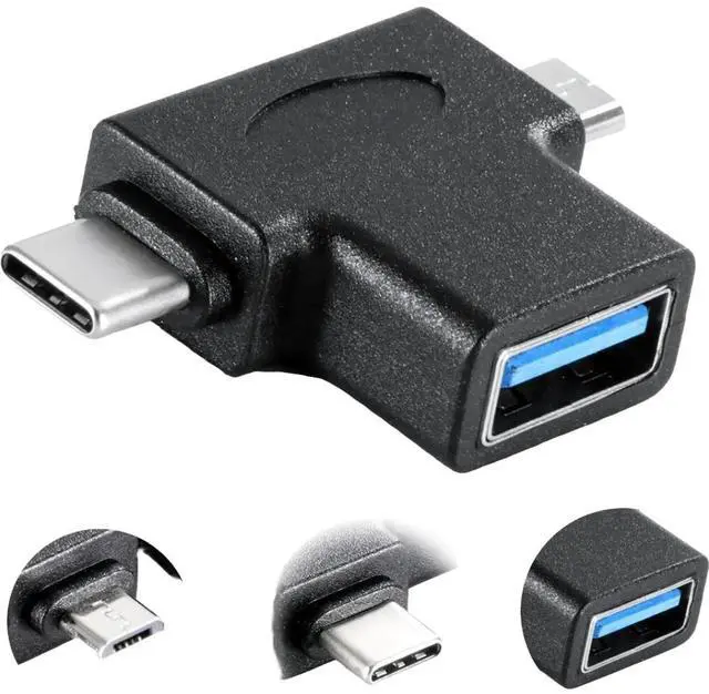 Alt view image 3 of 5 - Sanoxy All-in-1 USB3.0 Female to Micro USB OTG Male and USB type C Male Connector Adaptor