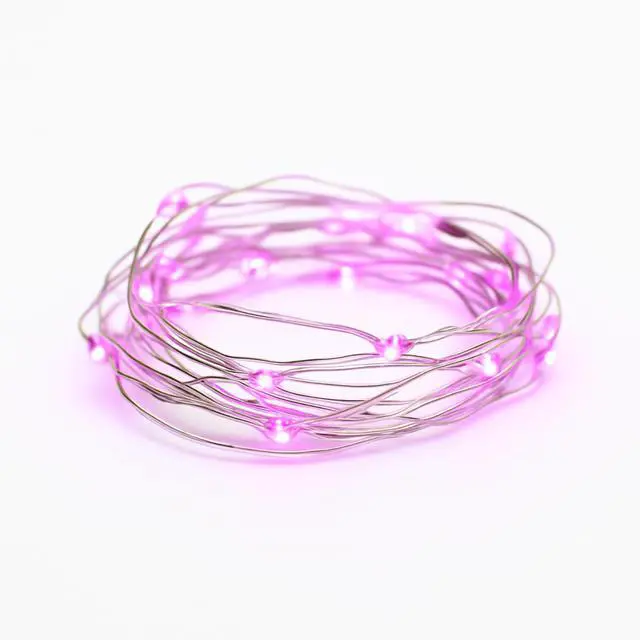 Alt view image 5 of 5 - Elegani 100 LED Silver Copper Fairy String Lights  33ft Plug-In with 4" Spacing, Flexible Wire, Indoor/Outdoor Decorative Lighting for Bedroom, Party, Wedding, and Holiday Décor-Pink