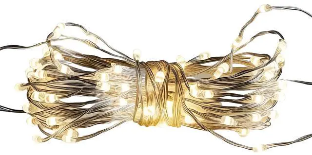 Alt view image 3 of 6 - Elegani Indoor/Outdoor 100 LED String Warm White Lights with Flexible Clear Wire  33ft, Waterproof, Energy Efficient, Plug-In, Holiday & Party Decoration Lighting