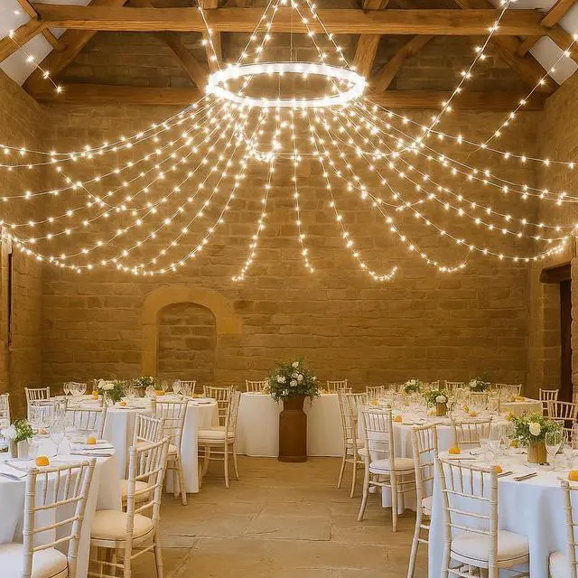 Alt view image 6 of 6 - Elegani Indoor/Outdoor 100 LED String Warm White Lights with Flexible Clear Wire  33ft, Waterproof, Energy Efficient, Plug-In, Holiday & Party Decoration Lighting