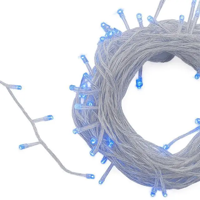 Alt view image 2 of 4 - Elegani 100 LED Blue String Lights  32ft Black Wire, 8 Lighting Modes, Indoor/Outdoor Plug-In Fairy Lights for Christmas, Parties, Bedroom, Patio & Holiday Decor-Blue