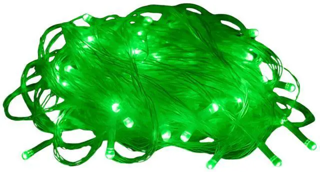 Alt view image 6 of 7 - Elegani 100 LED String Lights with Flexible Clear Wire  Indoor/Outdoor, 33ft, Waterproof, Energy Efficient, Plug-In, Holiday & Party Lighting-Green