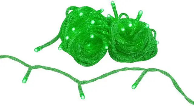 Alt view image 3 of 7 - Elegani 100 LED String Lights with Flexible Clear Wire  Indoor/Outdoor, 33ft, Waterproof, Energy Efficient, Plug-In, Holiday & Party Lighting-Green