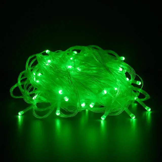 Alt view image 7 of 7 - Elegani 100 LED String Lights with Flexible Clear Wire  Indoor/Outdoor, 33ft, Waterproof, Energy Efficient, Plug-In, Holiday & Party Lighting-Green