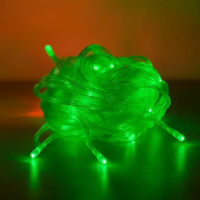 Alt view image 2 of 7 - Elegani 100 LED String Lights with Flexible Clear Wire  Indoor/Outdoor, 33ft, Waterproof, Energy Efficient, Plug-In, Holiday & Party Lighting-Green